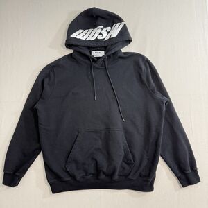 MSGM Hoodie Slash Logo Men Size Medium Cotton Black Solid 2840MM76